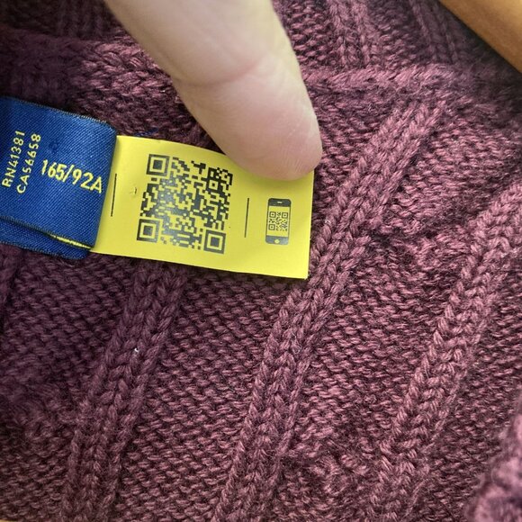 Polo Ralph Lauren Cable Knit Sweater Womens Medium Burgundy Pony Logo Y2K Style - Picture 9 of 15